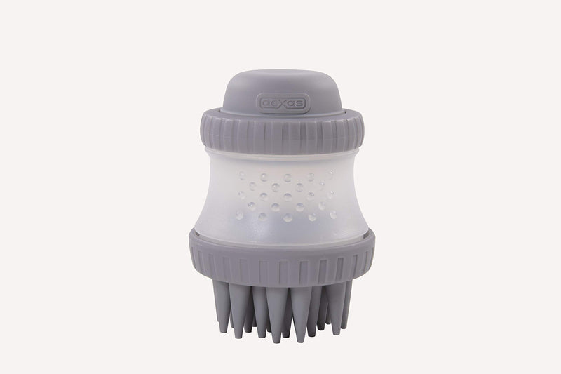 Dexas ScrubBuster Silicone Dog Washing Brush with Built-in Shampoo Reservoir, Light Gray - PawsPlanet Australia