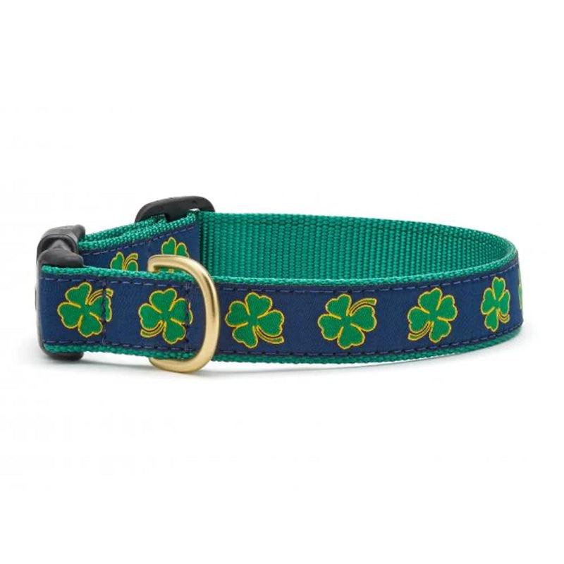 Up Country Navy Shamrock Pattern Dog Collars and Leashes (Navy Shamrock Pattern Dog Collar, Medium (12 to 18 Inches) 1 Inch Wide Width) Navy Shamrock Pattern Dog Collar - PawsPlanet Australia