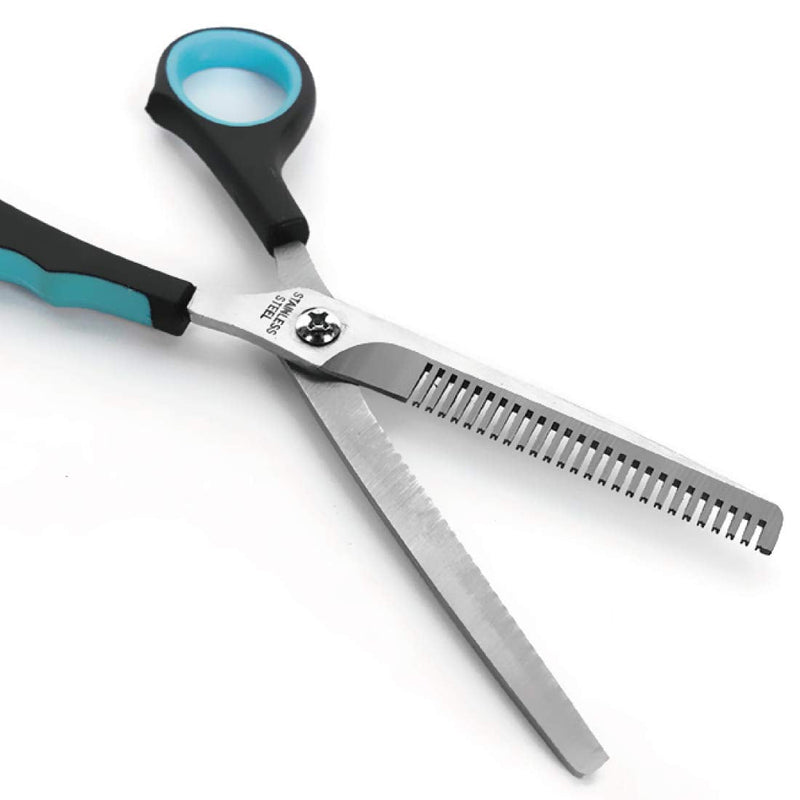 7 inch Thinning Scissors with 26-Teeth Stainless Steel Blades and Wave Style Handle for for Home Hair Cutting Shears 7-Inch, Thinning - PawsPlanet Australia