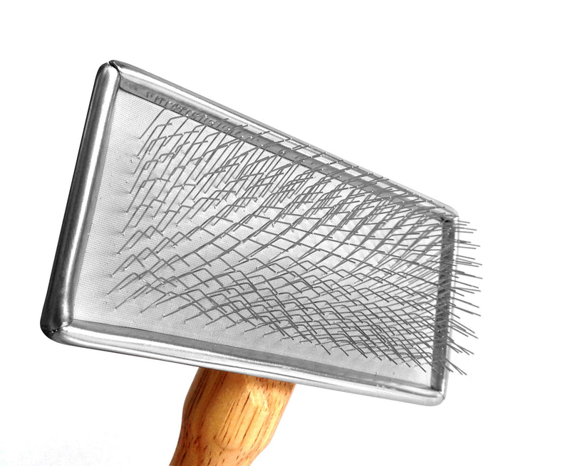 Pet Slicker Brush for Medium Dogs, Wooden Handle with Stainless Steel Soft Pins, Gently Remove Tangled, Loose Undercoat and Mats Hair, Pet Grooming Brush Tool (6.6") 1 Count (Pack of 1) - PawsPlanet Australia