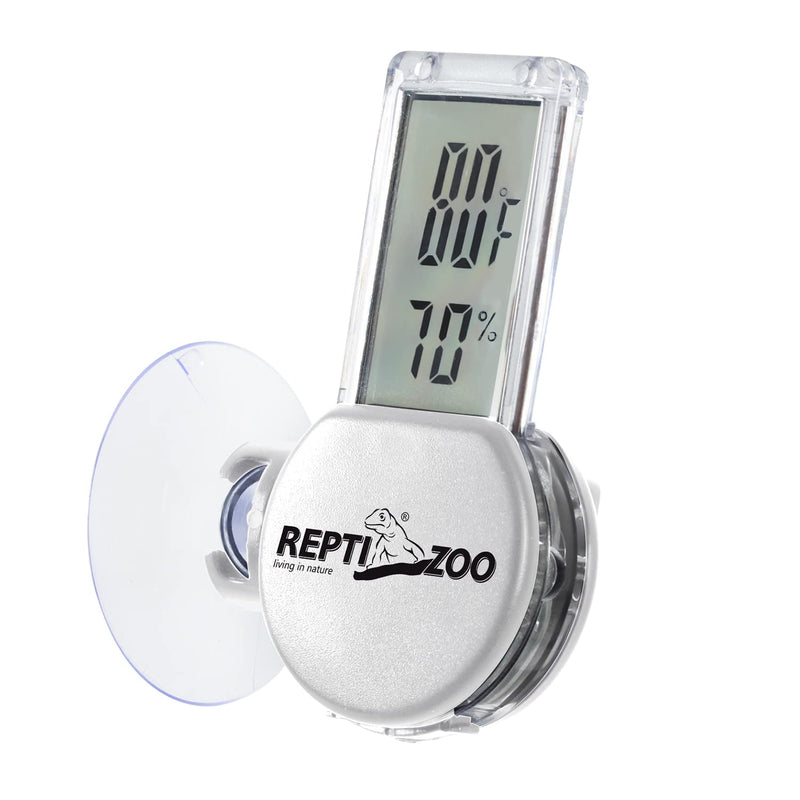 REPTI ZOO Reptile Thermometer Hygrometer with Suction Cup, Digital Thermometer Hygrometer for Reptile Rearing Box Terrarium Tank Bearded Dragon, Temperature & Humidity Gauge Fahrenheit (℉) Grey - PawsPlanet Australia