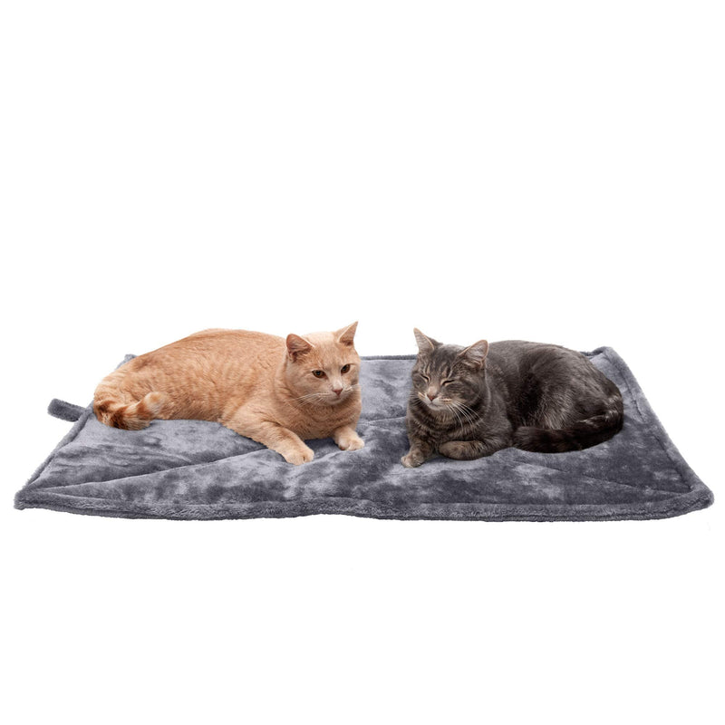 Furhaven ThermaNAP Self-Warming Cat Bed for Indoor Cats & Large/Medium Dogs, Washable & Reflects Body Heat - Quilted Faux Fur Reflective Bed Mat - Gray, Large Large - 36"L x 24"W - PawsPlanet Australia