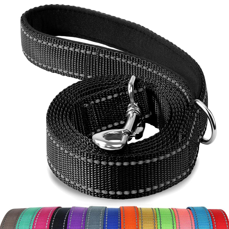Joytale Dog Leash, 6 FT Double-Sided Reflective, Padded Handle Nylon Heavy Duty Leashes for Medium & Large Dogs Walking, Black 6 ft Standard - PawsPlanet Australia