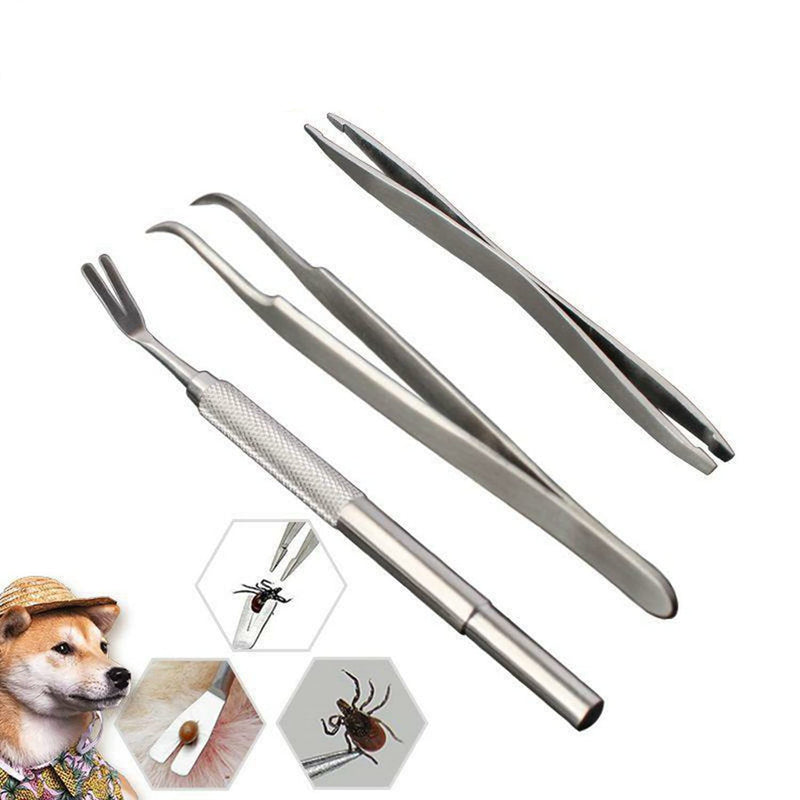 3 Pack Tick Remover Tool kit Stainless Steel Tick Remover Tweezers for Pets Dogs and Cats - PawsPlanet Australia