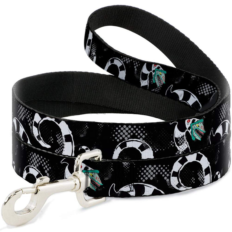 Warner Bros. Horror Movies Pet Leash, Dog Leash, Beetlejuice Sandworm Healftone Repeat Black Gray, 6 Feet Long 1.5 Inch Wide 6 Feet Long - 1.5" Wide