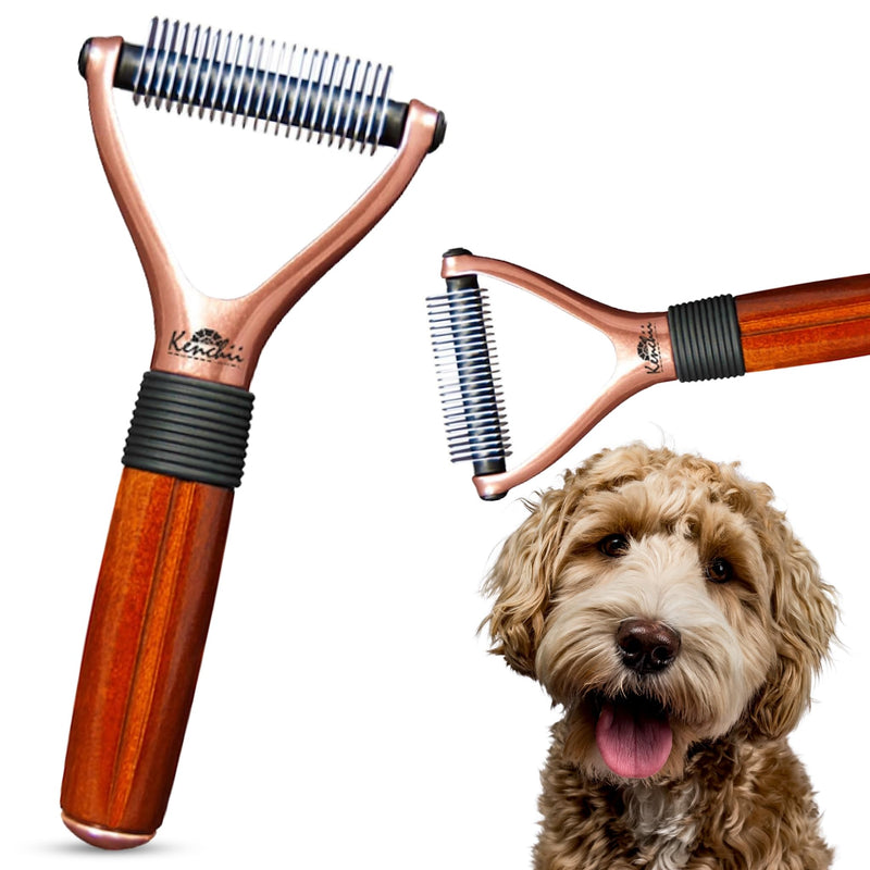 Kenchii Luxury Pet Grooming Rake - Enhance Your Pet's Coat with Precision - Dematting Undercoat Rake for Dogs, Cats - Dog Brush for Shedding 23 Teeth