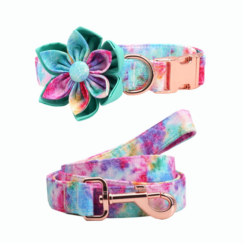 Cute Dog Collar, Girl Dog Collar with Purple Watercolor Design Adjustable with Rose Gold Slide Release Buckle, New Puppy Gifts (M) M Dream - PawsPlanet Australia