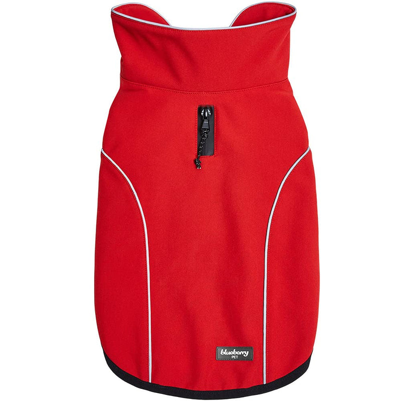 Blueberry Pet Windproof Waterproof Reflective Softshell Dog Jacket, Red, Size 16