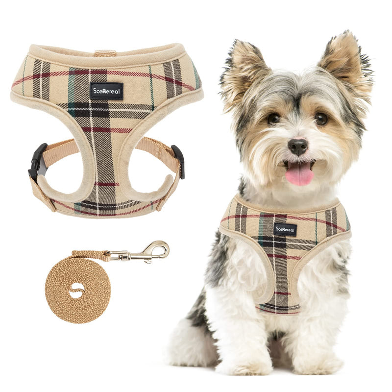 SCENEREAL Puppy Harness and Leash Set - Soft Mesh No Pull Vest Small Dog Padded Harness for Puppies & Cats X-Small (Pack of 1) Beige