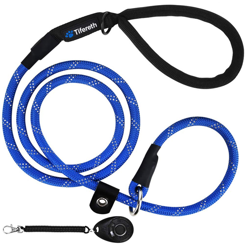 Slip-Lead Dog-Leash Medium-Training Rope - 6ft Foot Big Large Reflective Climbing Rope Leash Supports The Strongest Pulling Large Medium Dogs 6 Feet Blue - PawsPlanet Australia