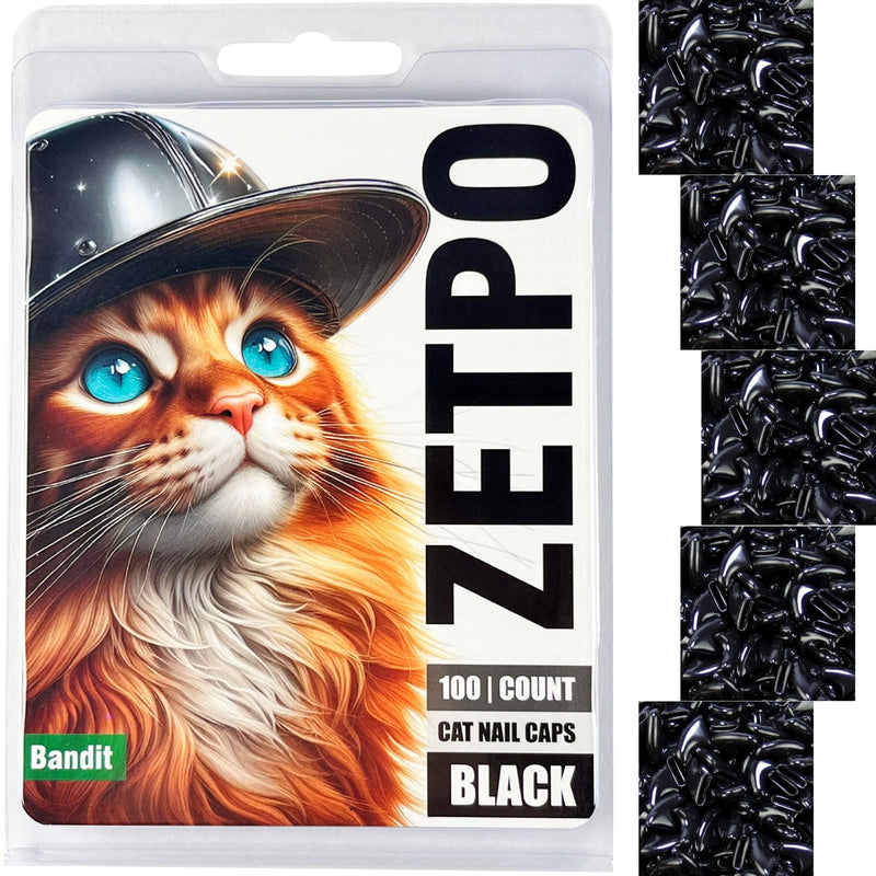 zetpo 100 pcs Cat Nail Caps | Cat Claw Covers | with Adhesives and Applicators (Black, XS) Black - PawsPlanet Australia