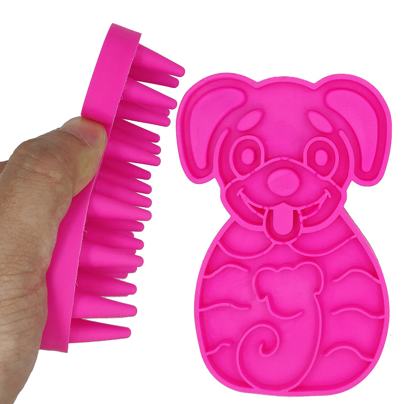 KIRTI Groom Brush,Massag Brush for Dogs, Cats, Small Animals and Pets with Short Hair Grooming Bathing Massaging and Deshedding Silicone Brush,Soft Rubber Bristles Pink - PawsPlanet Australia
