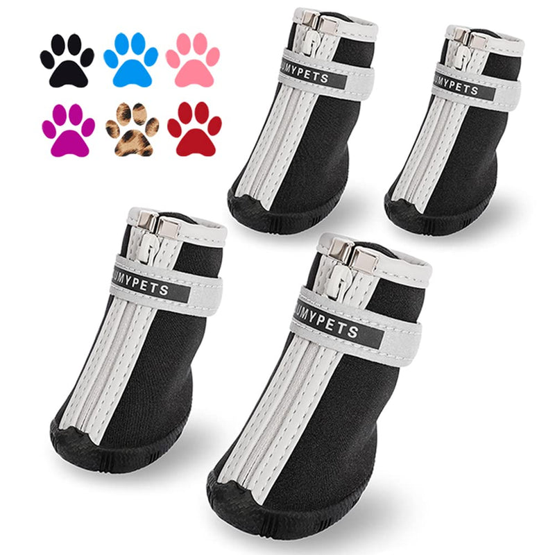QUMY Dog Shoes for Small Dogs, Puppy Dog Boots & Paw Protectors for Winter Snowy Day, Summer Hot Pavement, Waterproof in Rainy Weather, Outdoor Walking, Indoor Hardfloors Skid-Resistant Sole Black 2 size 2: 1.59"x1.18"(L*W)