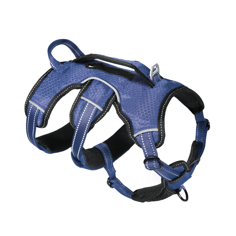 Tuff Pupper Updated for 2024 - Tracker No Escape Dog Harness | Dual Escape Proof Leash Attachments | 5 Point Adjustable Fit Harness for Dogs | Padded Dog Harness for Comfort | Handle Dog Lift Harness Large (Neck: 20-25" , Chest: 25-33") Midnight Blue - PawsPlanet Australia