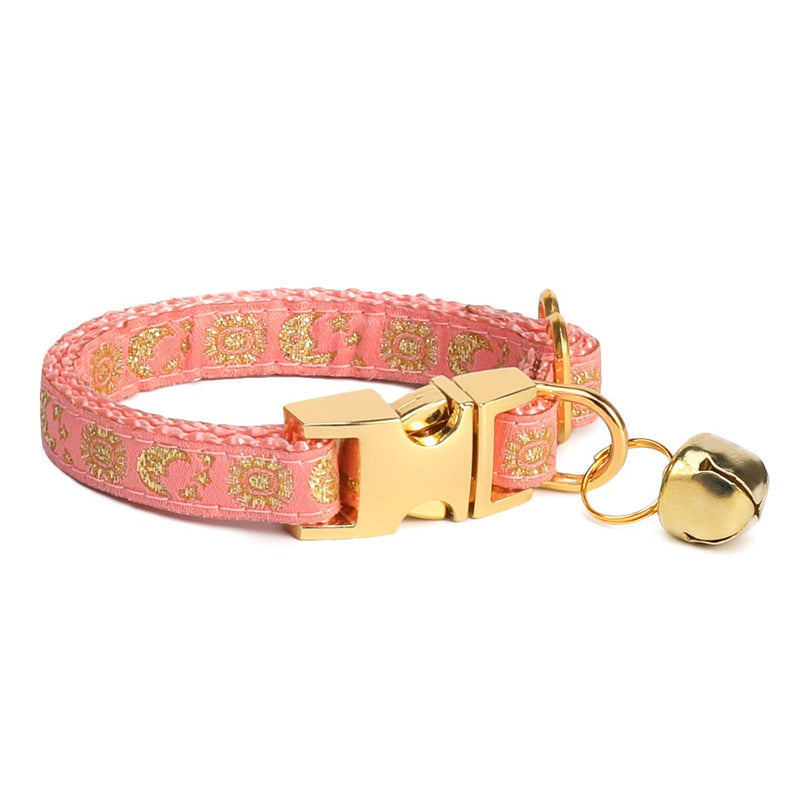 waaag Pet, Moons Stars Suns Dog Collar Cat Collar, Multiple Designs Crescent Celestial Dog Cat Collar Leash Harness XX-Small (Pack of 1) XX-Small (Pack of 1) Coral Pink Collar