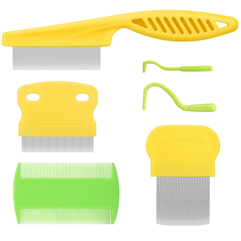 Cat & Dog Comb Set - Fine Tooth Grooming Comb for Dandruff & Hair Removal (Yellow) yellow - PawsPlanet Australia