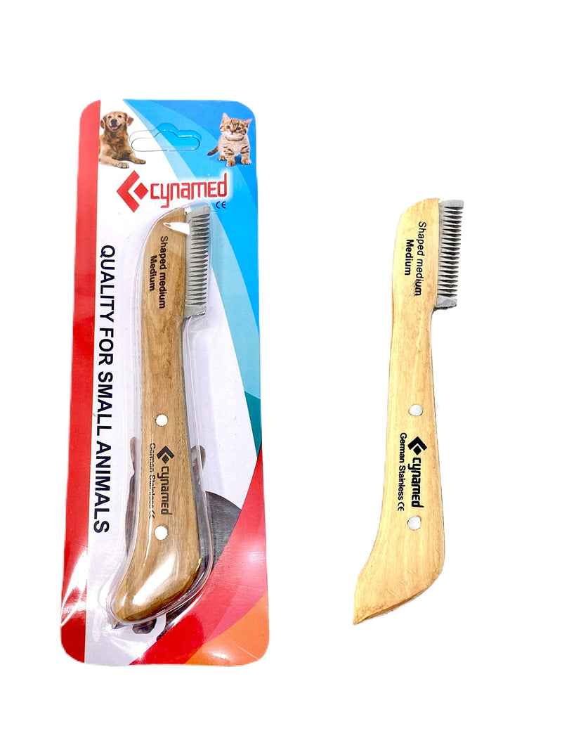 Cynamed Professional Pet Grooming Tool - Stripping Knives, Hand-Crafted Wooden Handle, German Grade Stainless Steel - Perfect for Hair of All Types (Medium) Medium - PawsPlanet Australia