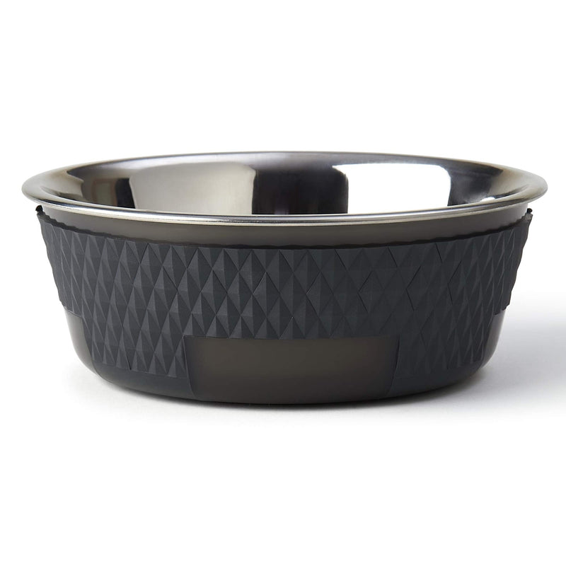 PetRageous 16019 Kona Stainless Steel Non-Slip Dishwasher-Safe Dog Bowl 3.75-Cup 6.75-Inch Diameter 2.5-Inch Tall for Medium and Large Dogs and Cats 30-Ounce, Grey