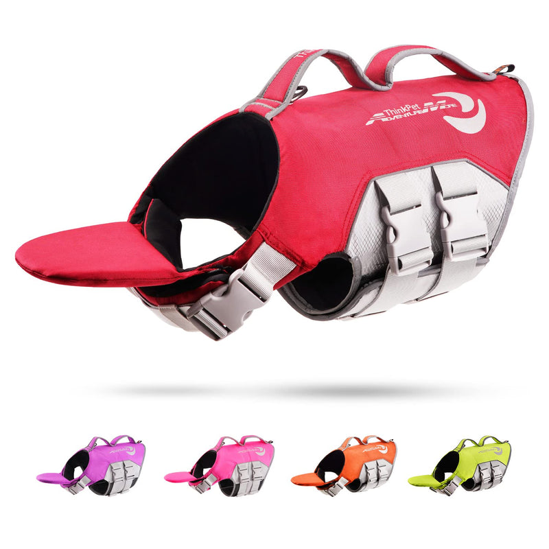 ThinkPet Dog Life Jacket, Reflective Lifesaver with Rescue Handle, Adjustable Floating Vest,High Buoyancy Aid Dog Saver Medium Red - PawsPlanet Australia