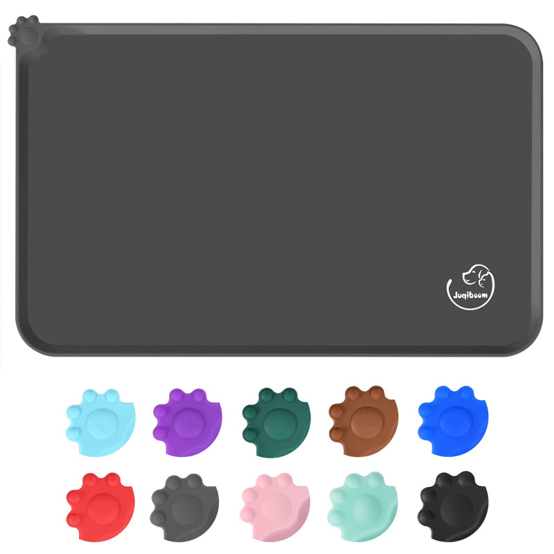 Silicone Waterproof Dog Cat Pet Feeding Mats, Non Slip, Easy Clean Pet Dog Cat Bowl Mats Placemat (18.5" x 11.5") Grey 18.5" x 11.5" - PawsPlanet Australia