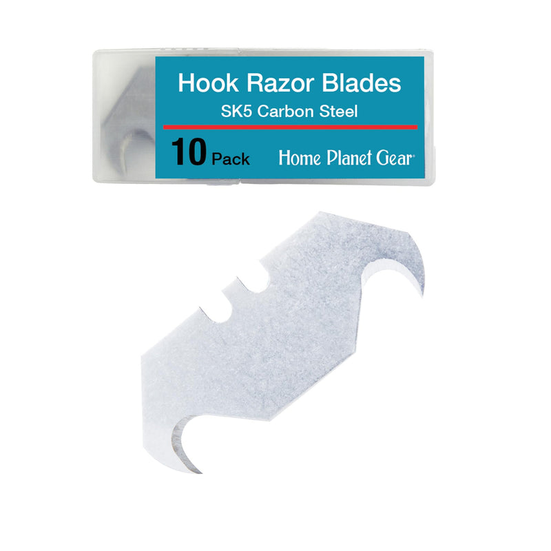 Hook Blade 10 Pack - Utility Knife Hooked Razor Blades in Storage Box - Heavy Duty SK5 Replacement Refills for Carpet, Roofing Knife, Box Cutter 10 Blades Hook - PawsPlanet Australia