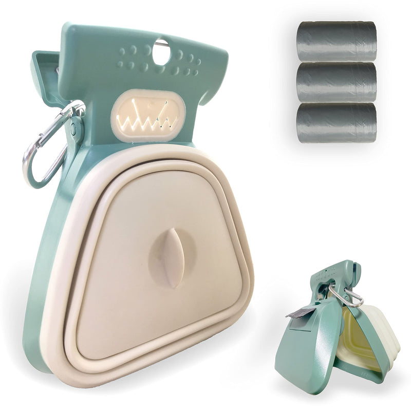 Pooper Scooper, Portable and Handheld Size for Walking Large and Small Dogs Outside Yard or Travel Outdoors, Pup Poop Scoop with Container and 30pcs Pet Waste Bag Attachment Clover Green - PawsPlanet Australia