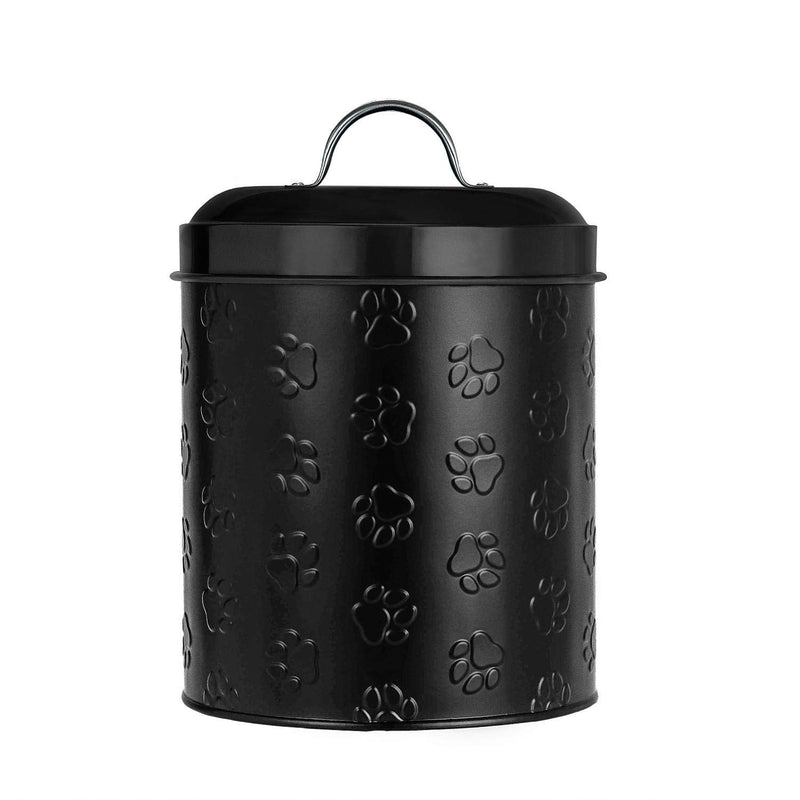 Amici Pet Puppy Paws Black Metal Food Canister, Medium, 104oz - PawsPlanet Australia