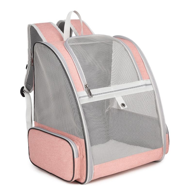 Cat Carrier Backpack, Dog Backpack, Ventilate Pet Cats Puppy Dogs Birds Bunny Backpack for Travel Indoor Outdoor Use(Pink) PINK-MESH - PawsPlanet Australia