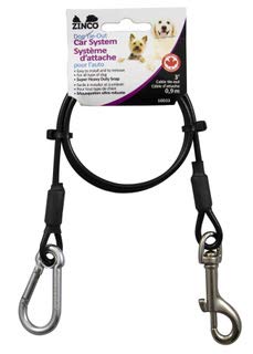 Zinco Dog Car Leash - Chew Proof Heavy Duty Dog Tie-Out Car System, Easy to Install & Remove Dog Car Leash Seat Belt, Dog Car Seat Belt Restraint with Vinyl Coating to Prevent Chewing - PawsPlanet Australia
