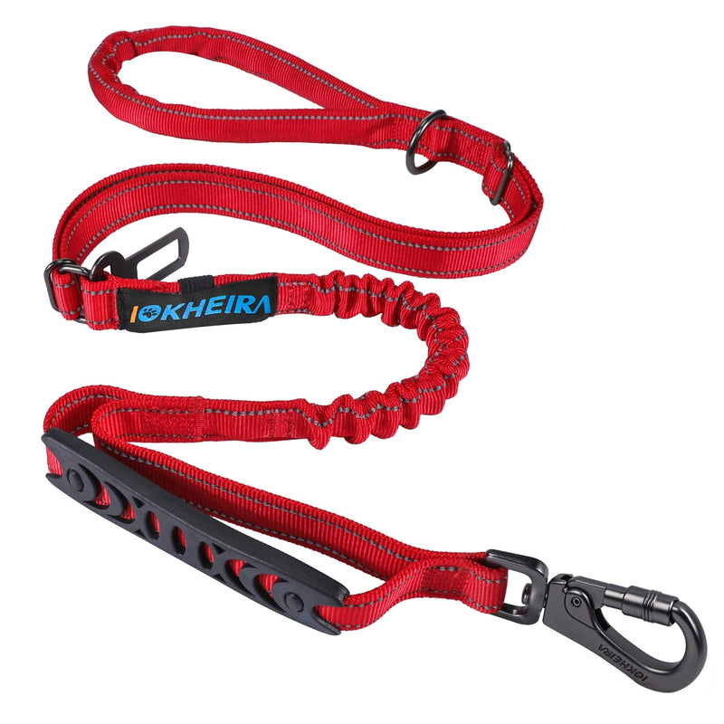IOKHEIRA 6Ft /4Ft Dog Leash Rope for Large Dogs, Heavy Duty with Comfortable Padded Handle and Highly Reflective Threads,4-in-1 Multifunctional Dog Leashes with Car Seat Belt for Training Red - PawsPlanet Australia