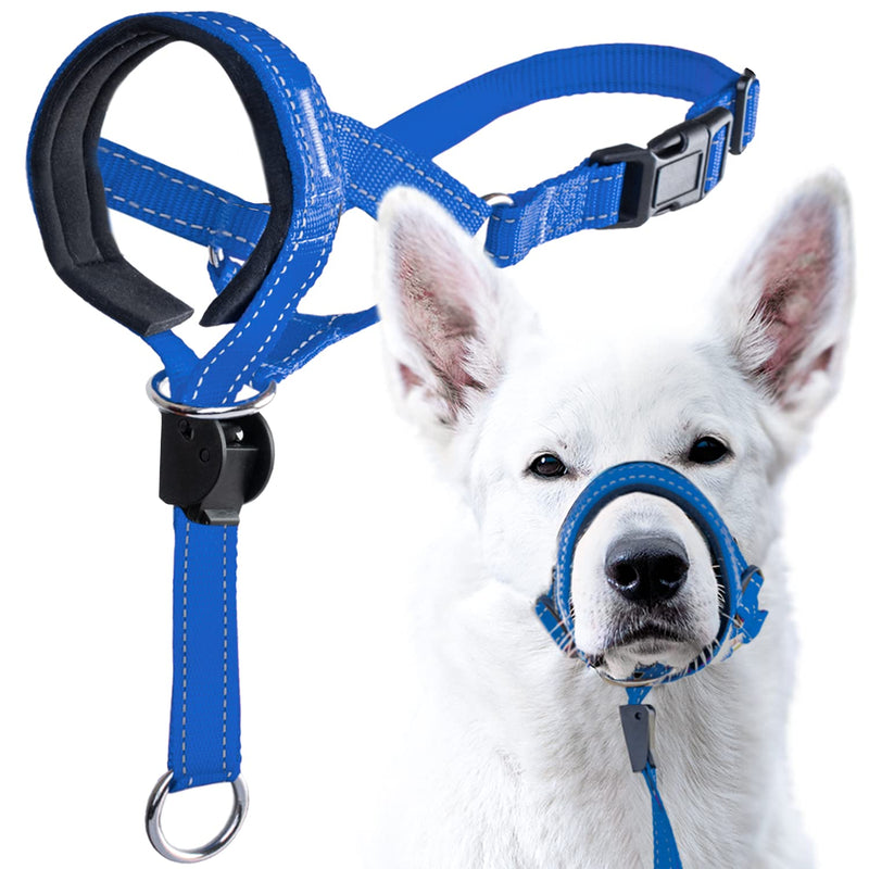 GoodBoy Dog Head Halter with Safety Strap - Stops Heavy Pulling On The Leash - Padded Headcollar for Small Medium and Large Dog Sizes - Head Collar Training Guide Included (Size 1, Blue Nylon) Size 1 (Pack of 1) Blue Nylon / Black Padding - PawsPlanet Australia