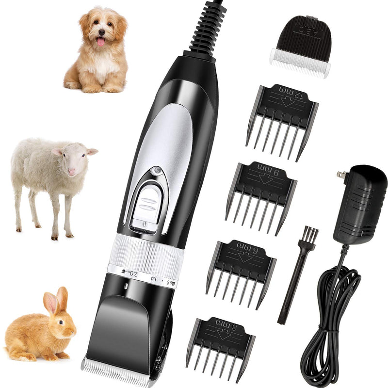 Mudder Electric Goat Clipper 12v High Power Dog Shaver Clipper for Grooming Low Noise Plug Pet Trimmer with 4 Guide Comb 1 Replacement Cutter Head 1 Cleaning Brush(Black)