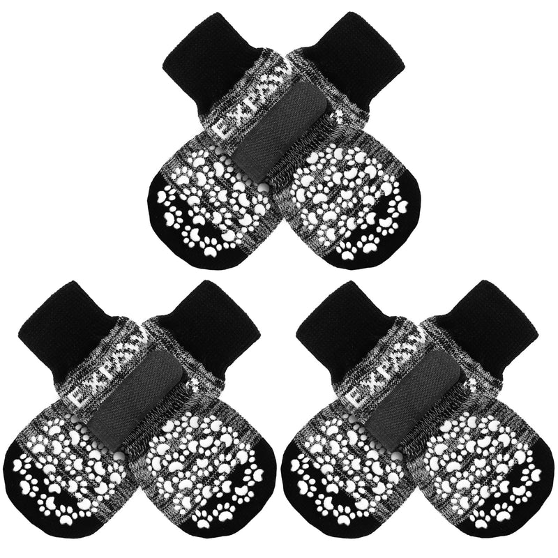 EXPAWLORER Anti-Slip Dog Socks-Double Sides Grips Traction Control on Hardwood Floor,Dog Boots for Winter,Dog Shoes for Cold Pavement,Paw Protector,Prevents Licking,for Small Medium Large Senior Dogs Medium (6 Count) Grey - PawsPlanet Australia