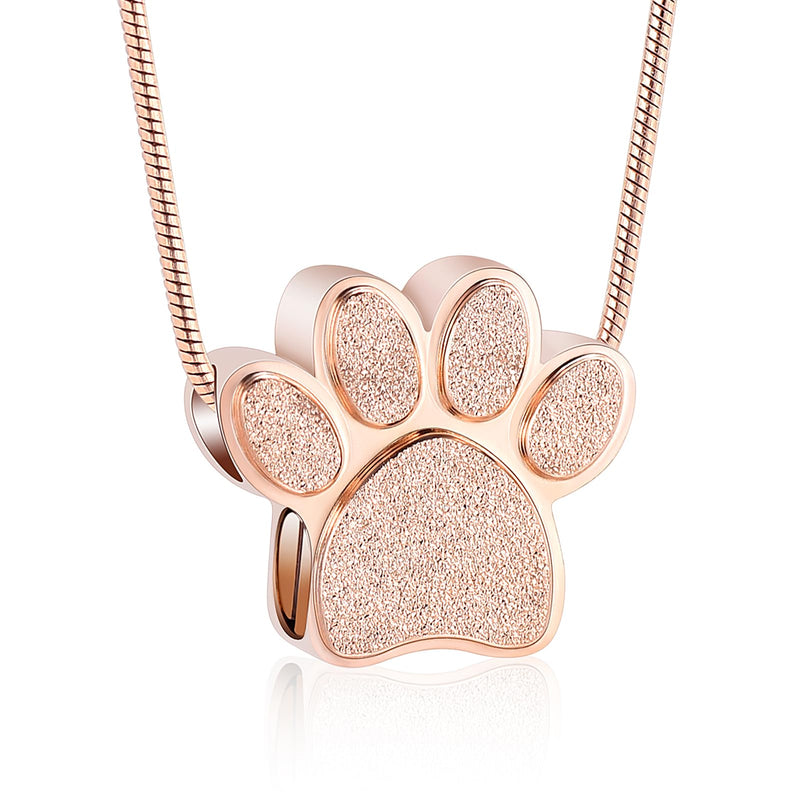 Pet Urns For Dogs/Cats - Pet Urn - Pet Ashes Necklace - Paw Print Urn Necklace with Mini Keepsake Urn Memorial Ash Jewelry Rose Gold-1 - PawsPlanet Australia