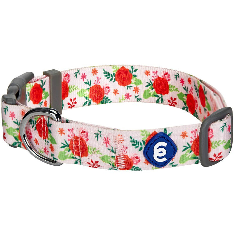 Blueberry Pet Essentials Spring Scent Inspired Garden Floral Adjustable Dog Collar in Baby Pink, Large, Neck 18"-26"