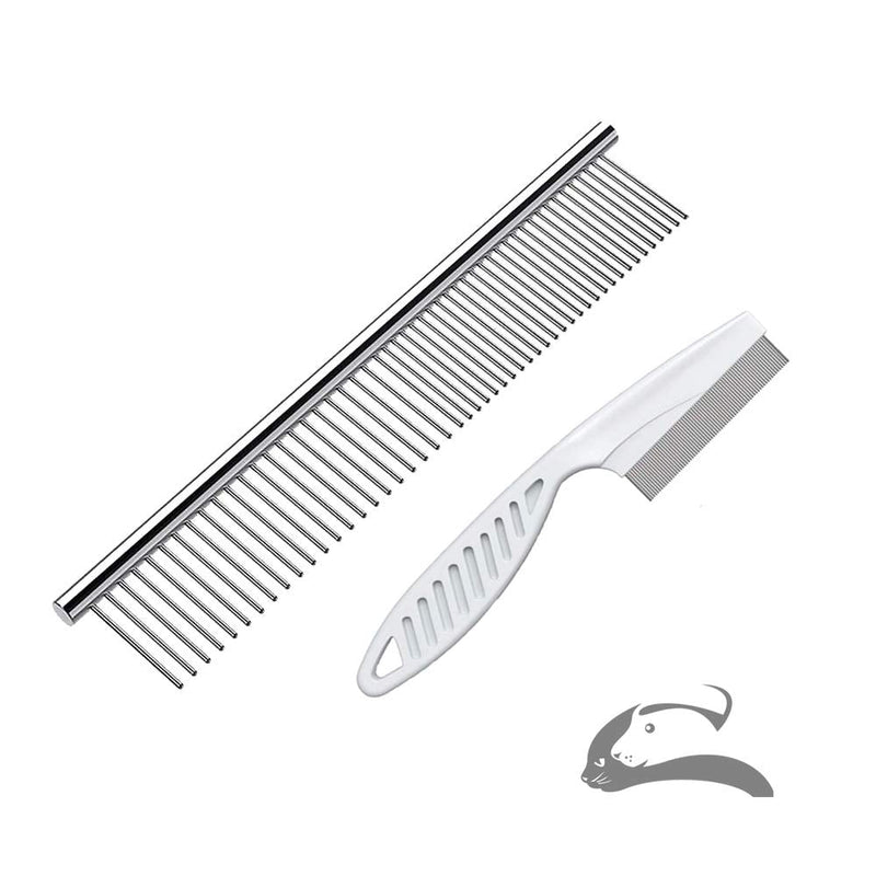 Steel Comb for Dog Grooming,Metal Dog Comb,Metal Combs for Dogs & Cats & Small Dog Grooming,Sorxine Pet Comb for Removing Matted Fur, Knots & Tangles,Shedding (Silver+White) Silver+White - PawsPlanet Australia