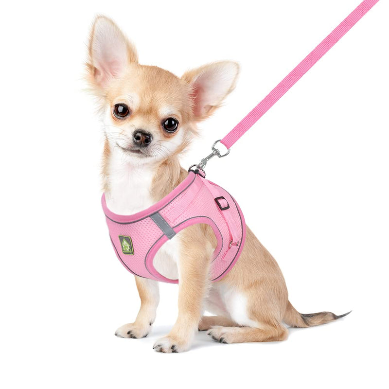 FEimaX Dog Harness and Leash Set, No Pull Breathable Soft Mesh Puppy Vest Harness Reflective Adjustable Pet Harnesses for Small Medium Dogs and Cats - Outdoor Easy Control for Walking Pink XS (Chest 10.2-11.4'') - PawsPlanet Australia