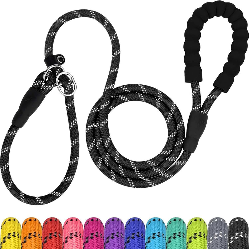 TagME Slip Leads for Dogs, 6 FT Heavy Duty Slip Leash with Padded Handle, Strong Rope No Pull Pet Training Leash for Large Dogs,Black L-1/2"x6'(110-250lbs) Black - PawsPlanet Australia