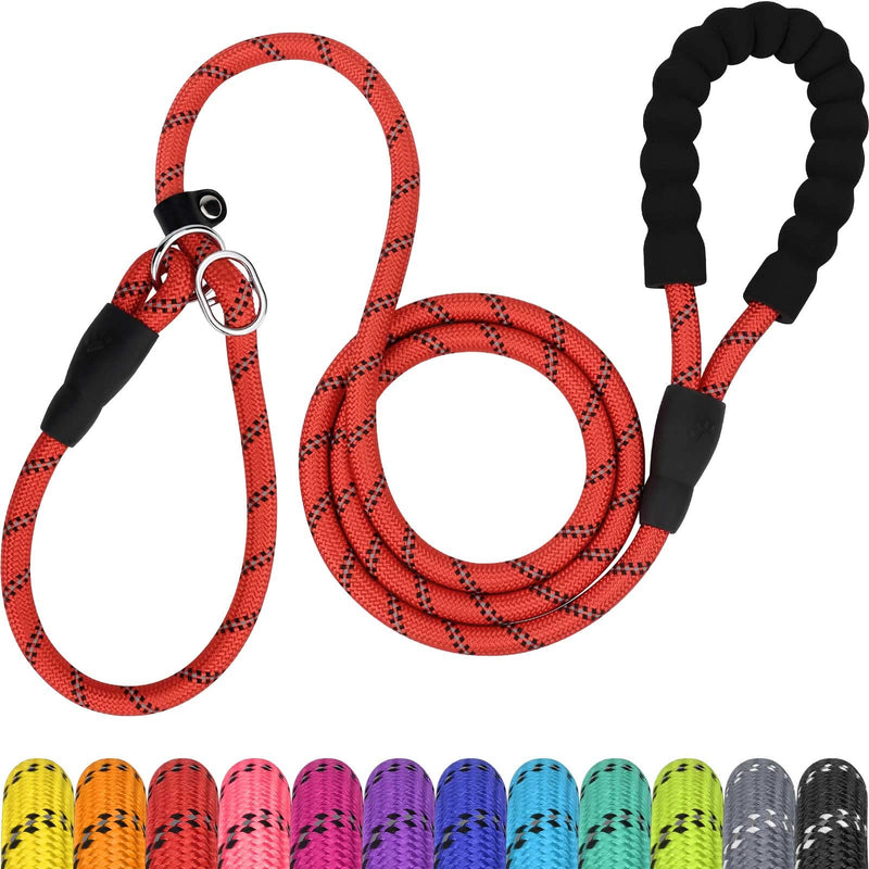 TagME Slip Leads for Dogs, 6 FT Heavy Duty Slip Leash with Padded Handle, Strong Rope No Pull Pet Training Leash for Small Dogs,Red S-5/16"x6'(0-50lbs) Red - PawsPlanet Australia