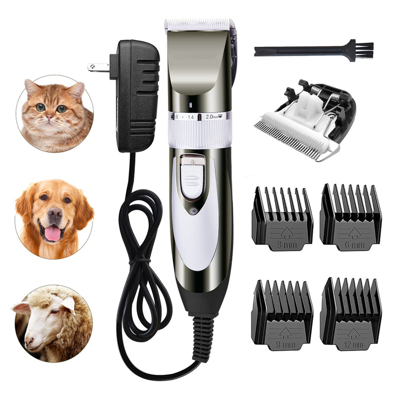 12V Professional Dog Clippers for Grooming, Electric Sheep Shears Pet Grooming Clippers for Thick Coat Heavy Duty Animal Hair Fur Trimmers Shaver Silver - PawsPlanet Australia