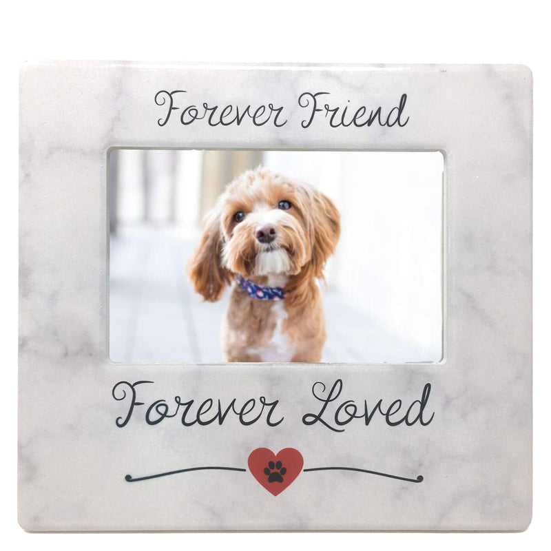 BANBERRY DESIGNS Pet Memorial Frame - Forever Friend Forever Loved Paw Print and Heart Design Picture Frame - 4 X 6 Photo Opening - Loss of a Dog or Cat Sympathy Remembrance - PawsPlanet Australia