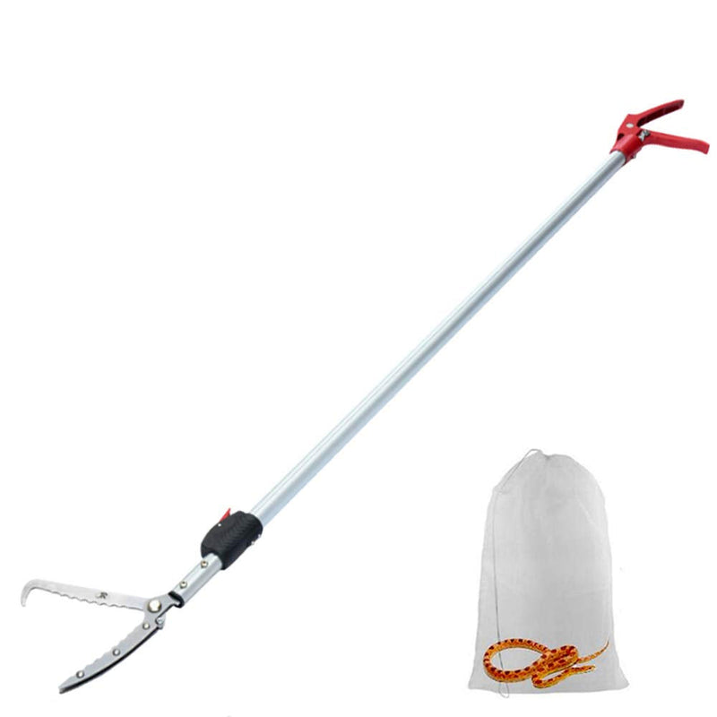 Extendable Snake Tong Reptile Grabber Rattle Snake Catcher Wide Jaw Handling Tool with Lock and Comfortable Grip(Include Snake Bag) (86 inches Extendable Snake Tong) 86 inches Extendable Snake Tong - PawsPlanet Australia