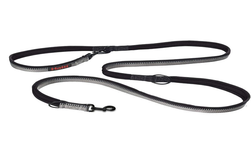 HALTI Double-Ended Leash for Dogs - Neoprene-Padded, Easy to Use, Reflective, Adjustable Lengths, Ideal Dog Leash for Hands Free Running & Training. Suitable for Small Dogs and Puppies (Size S, Black) - PawsPlanet Australia