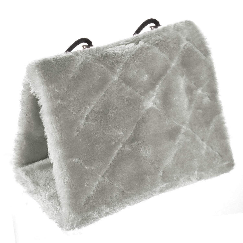 MOACC Winter Warm Bird Nest House Shed Hut Hanging Hammock Finch Cage Plush Fluffy Birds Hut Hideaway for Hamster Parrot Macaw Budgies Eclectus Parakeet Cockatiels Cockatoo Lovebird (M, Grey) M