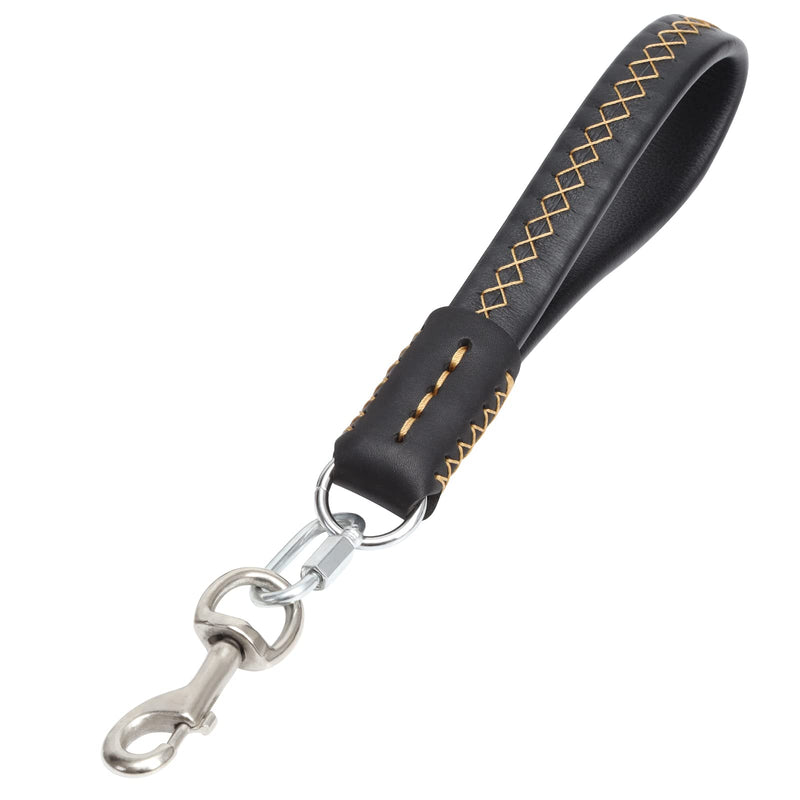 Guiding Star Short Leather Dog Leash - Traffic Leash for Large & Medium Dogs - Training & Walking (12"*3/4", Black) - PawsPlanet Australia