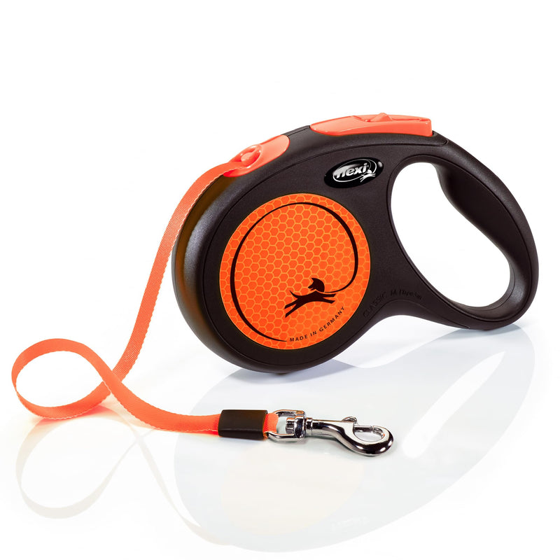 Flexi New Neon Tape Orange Medium 5m Retractable Dog Leash/Lead for Dogs up to 25kgs/55lbs - PawsPlanet Australia