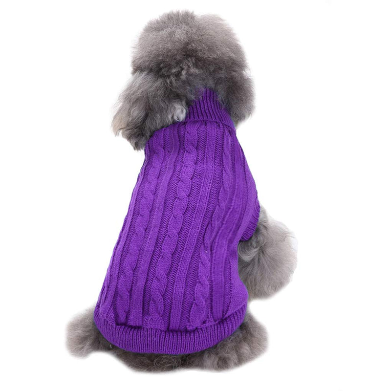 CHBORCHICEN Small Dog Sweaters Knitted Pet Cat Sweater Warm Dog Sweatshirt Dog Winter Clothes Kitten Puppy Sweater (Medium, Purple) Medium - PawsPlanet Australia