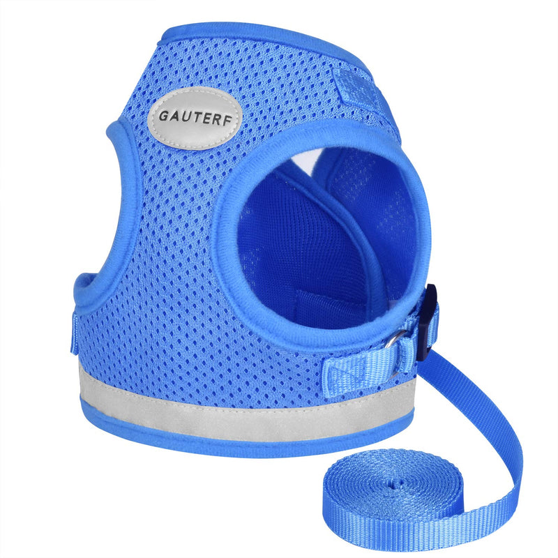 Cat Harnesses and Puppy Harness with Leashes Set, Escape Proof Cat Harness, Adjustable Reflective Soft Mesh Vest Fit Puppy Kitten Rabbit Ferrets's Outdoor Harness S (Chest: 9" - 11") SkyBlue - PawsPlanet Australia