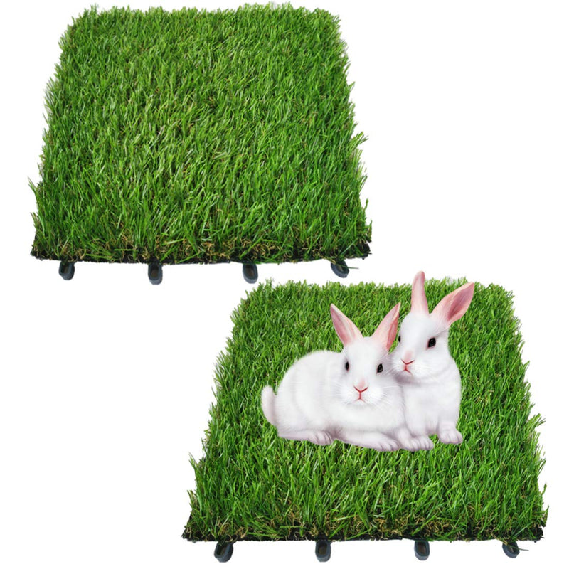 Hamiledyi Artificial Rabbit Grass Mat,Dog Grass Pee Pads,Artificial Turf Pet Grass Mat for Puppy Potty Bunny Chinchilla Guinea Pig TrainerFloor Plastic Mats Feet Pads Indoor Outdoor Fake Grass 2pcs