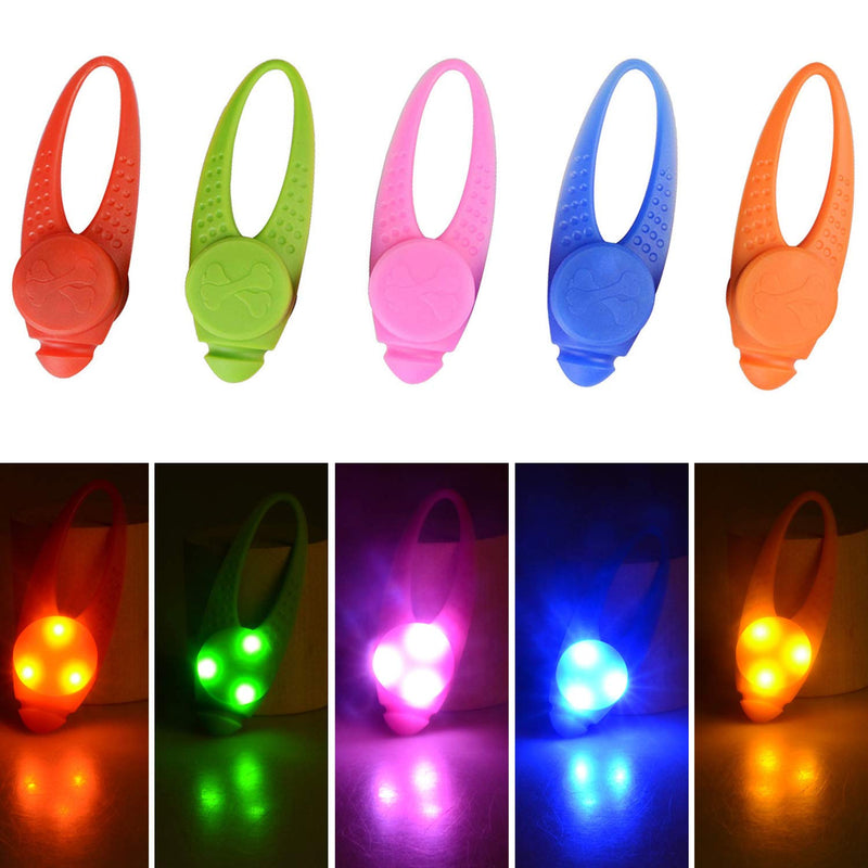 5-Pack LED Light Up Dog Collar Light, Waterproof Dog Cat Pet Safety Strobe Harness Leash Necklace Lights for Large Medium Small Dogs at Night Time Walking Camping Warning Reflective Gear Accessories - PawsPlanet Australia